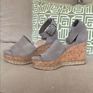 Dolce Vita Gray Suede Wedge Sandals